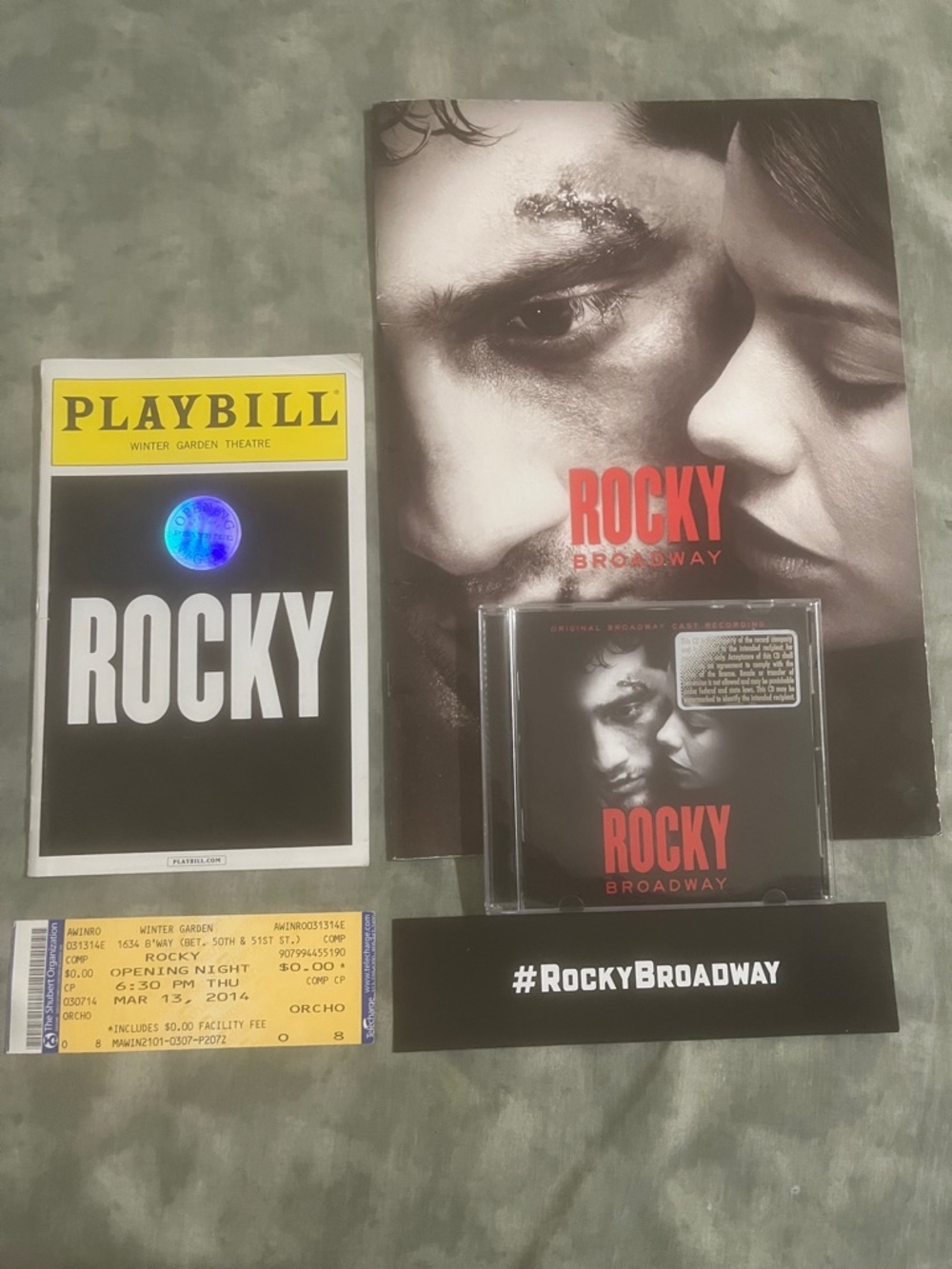ROCKY Opening Night Bundle Playbill, Ticket, Program, Soundtrack, Insert 2014